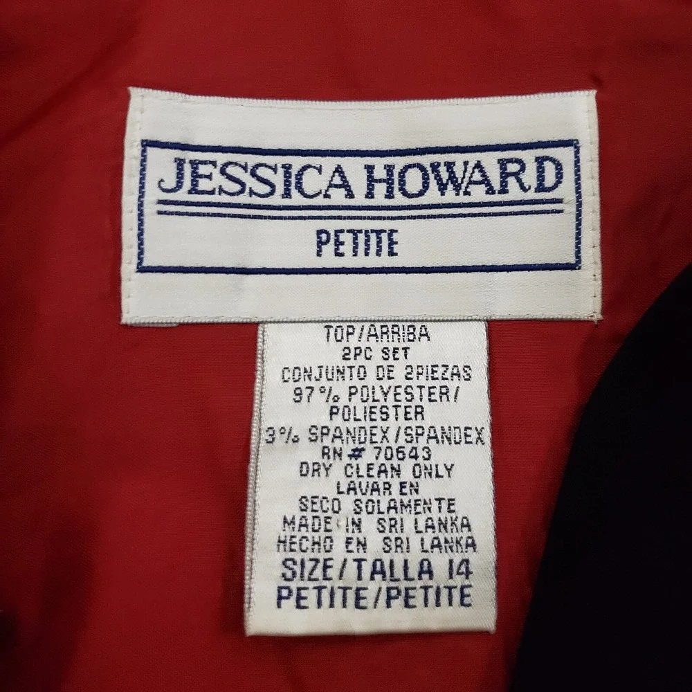 VINTAGE Jessica‎ Howard Jacket Womens 14P Petite Red Black Coat Full Zip Ladies